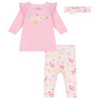 Baby Girls Pink Logo & Animals Leggings Set, 1, hi-res